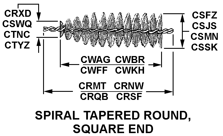 SPIRAL TAPERED ROUND, SQUARE END style nsn 1005-00-610-8828