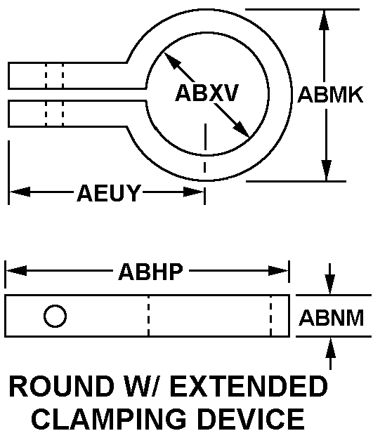 ROUND W/EXTENDED CLAMPING DEVICE style nsn 3040-00-122-3576