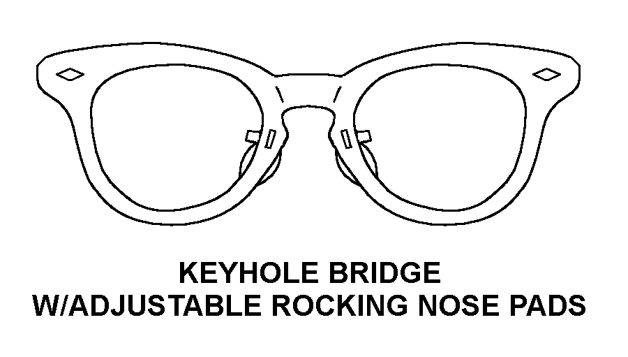KEYHOLE BRIDGE WITH ADJUSTABLE ROCKING NOSE PADS style nsn 6540-01-272-9444