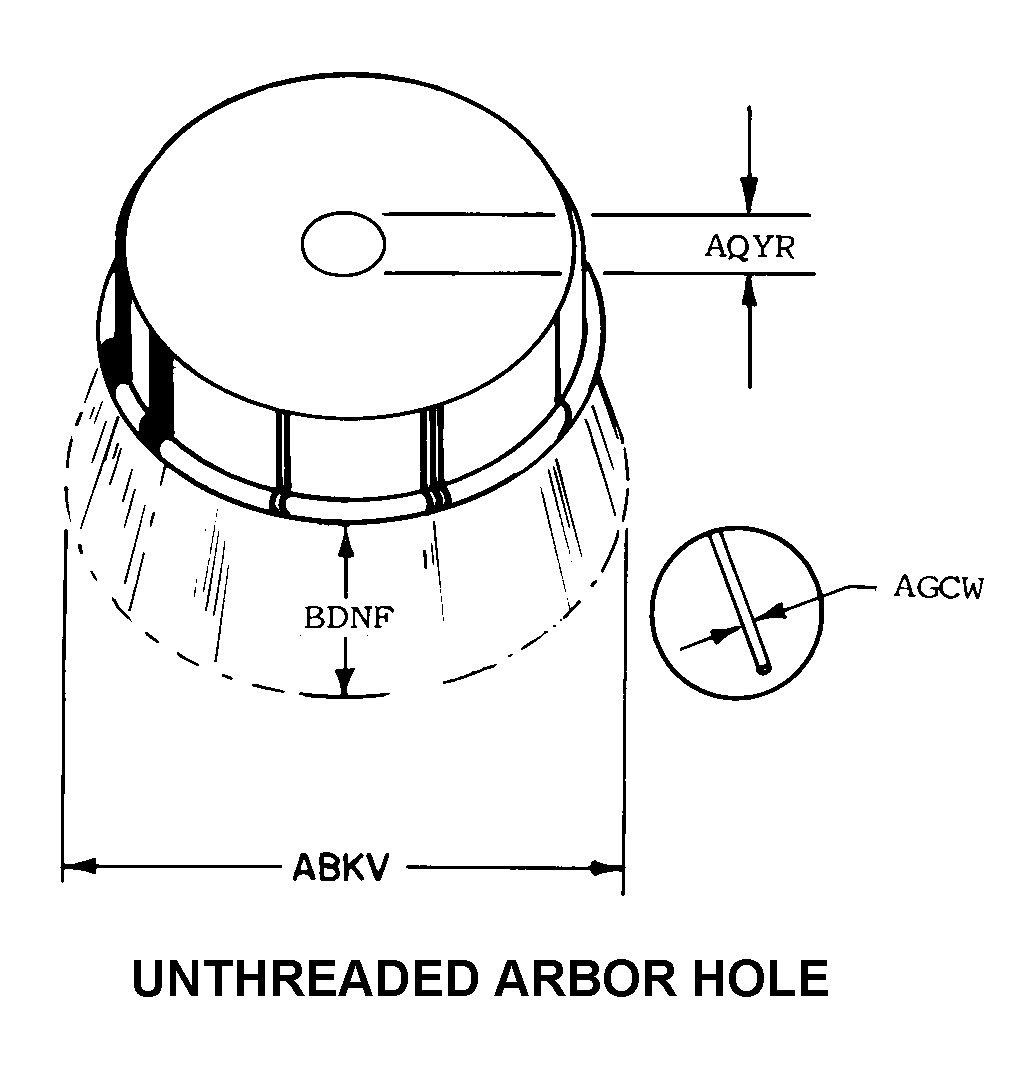 UNTHREADED ARBOR HOLE style nsn 5130-01-132-5437