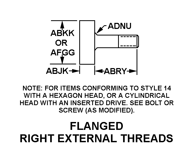 FLANGED RIGHT EXTERNAL THREADS style nsn 5340-01-100-5542