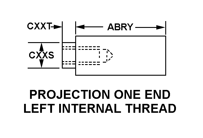 PROJECTION ONE END LEFT INTERNAL THREAD style nsn 5340-00-007-0130