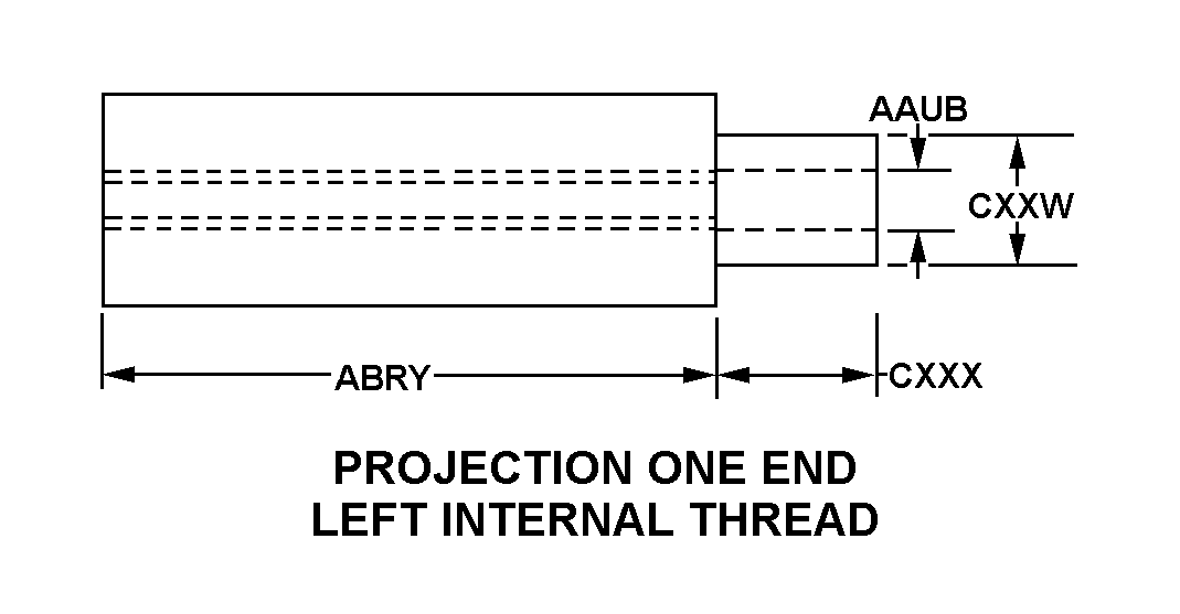 PROJECTION ONE END LEFT INTERNAL THREAD style nsn 5340-00-763-2584