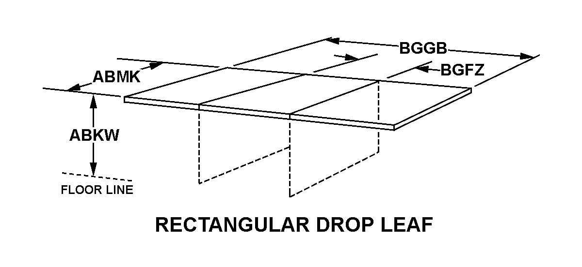 RECTANGULAR DROP LEAF style nsn 7105-00-527-6478