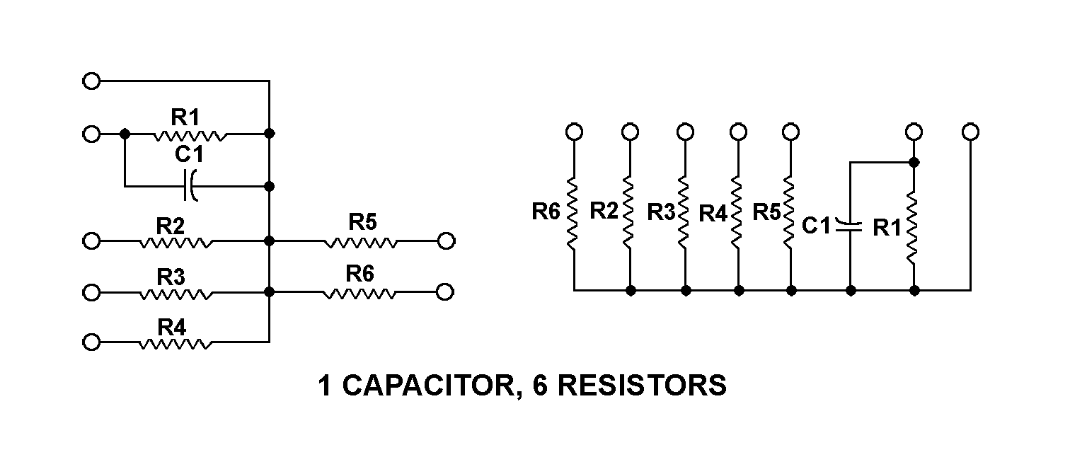 1 CAPACITOR, 6 RESISTORS style nsn 5915-01-380-9759