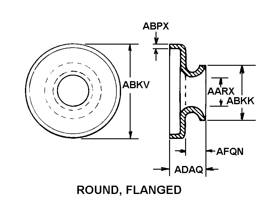 ROUND, FLANGED style nsn 2530-01-233-0808