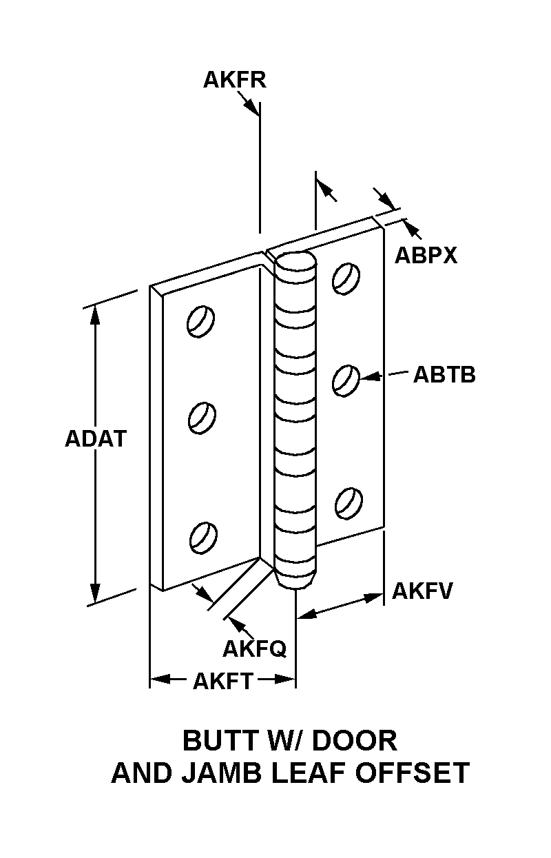 BUTT W/DOOR AND JAMB LEAF OFFSET style nsn 5340-01-332-3490