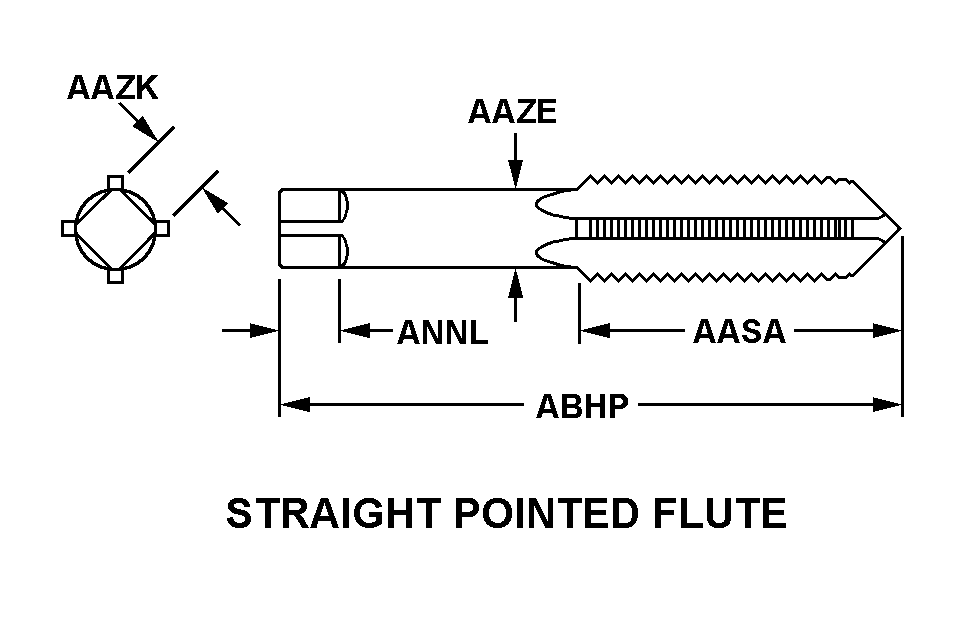 STRAIGHT POINTED FLUTE style nsn 5136-00-684-3868