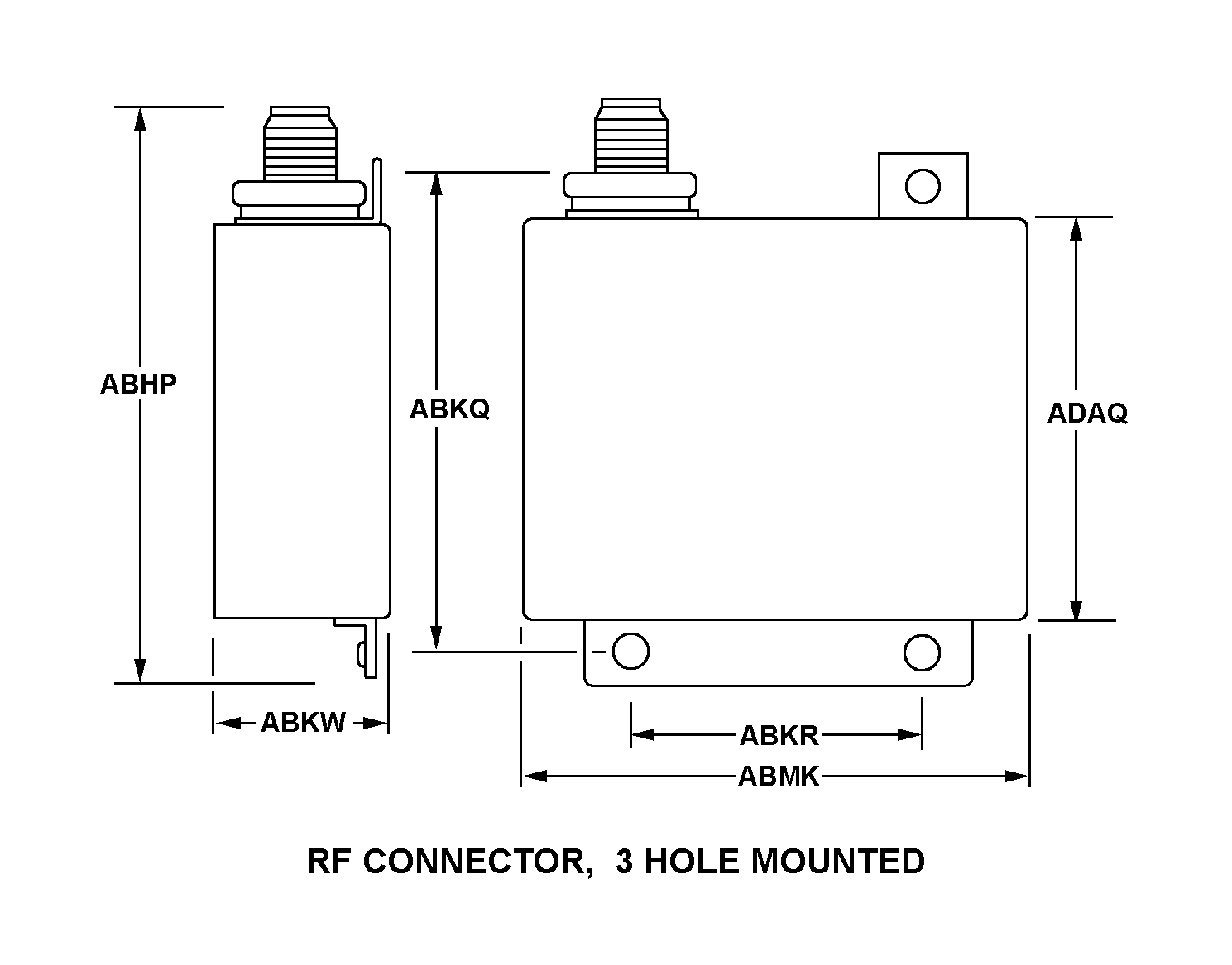 RF CONNECTOR, 3 HOLE MOUNTED style nsn 5985-01-450-2326