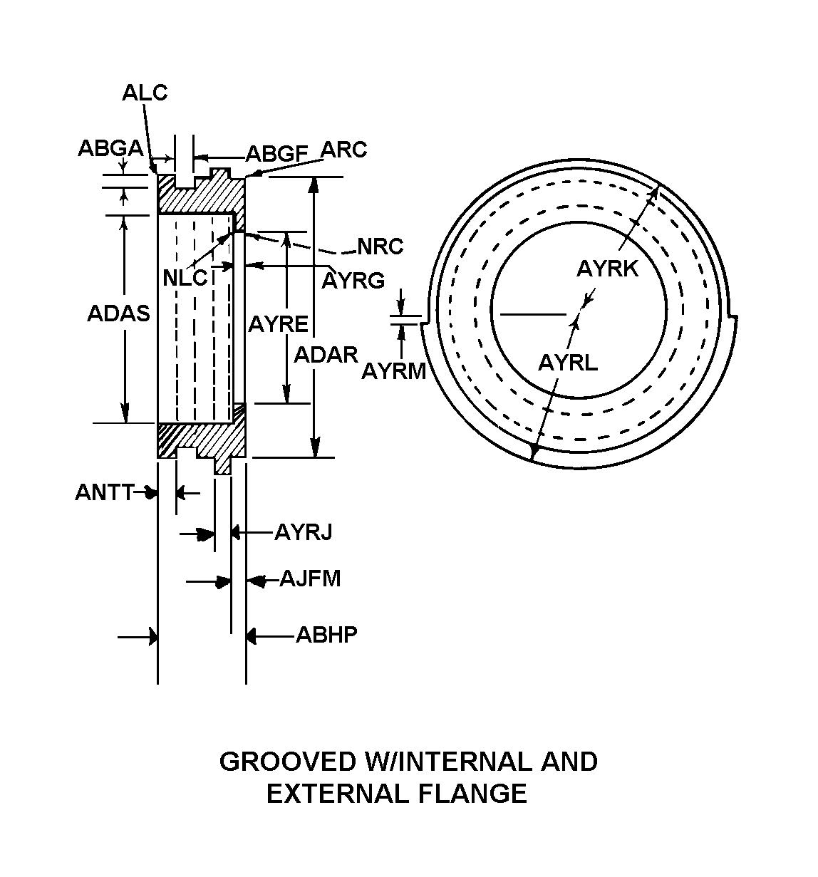 GROOVED W/INTERNAL AND EXTERNAL FLANGE style nsn 4320-01-026-0073