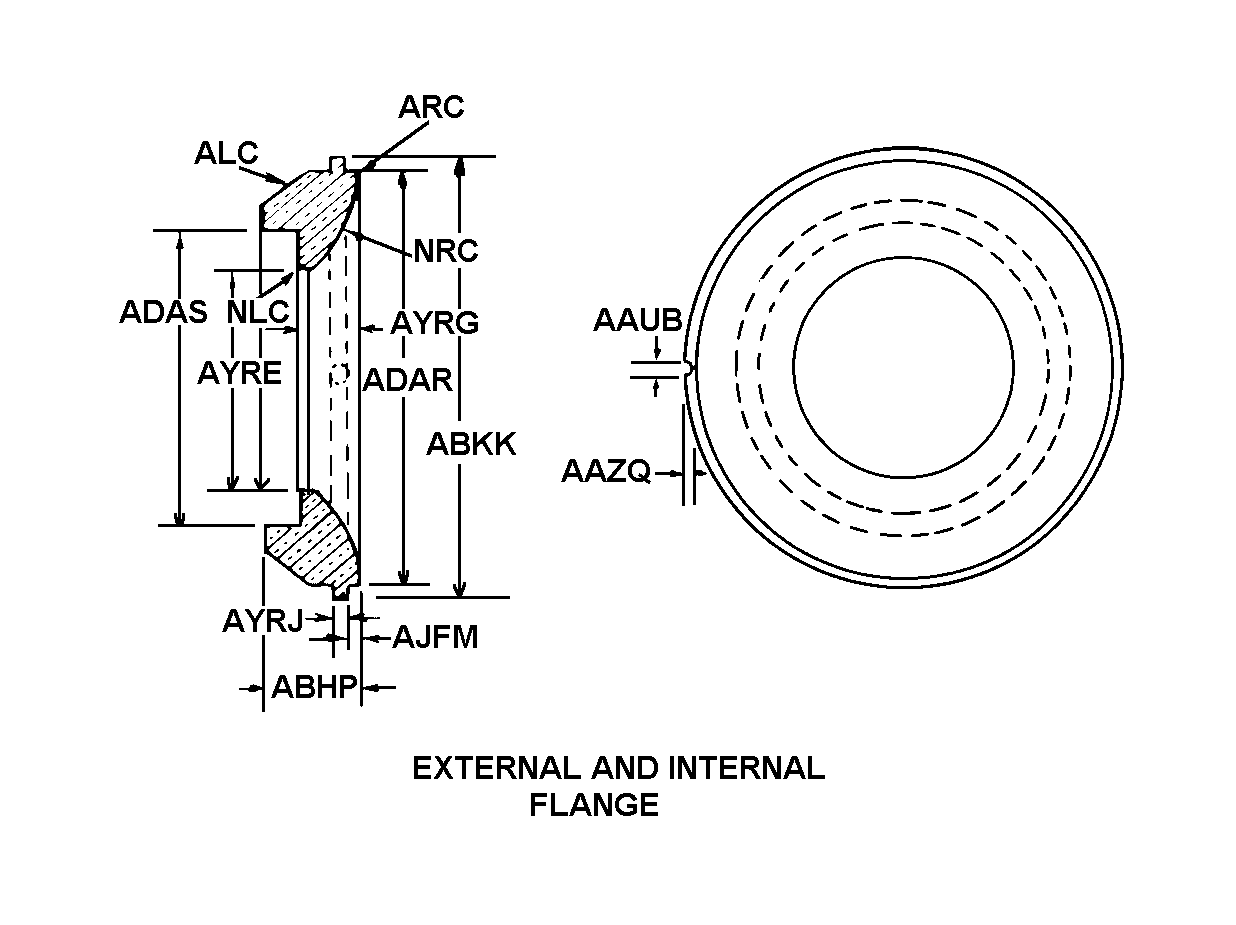 EXTERNAL AND INTERNAL FLANGE style nsn 4320-00-025-3415