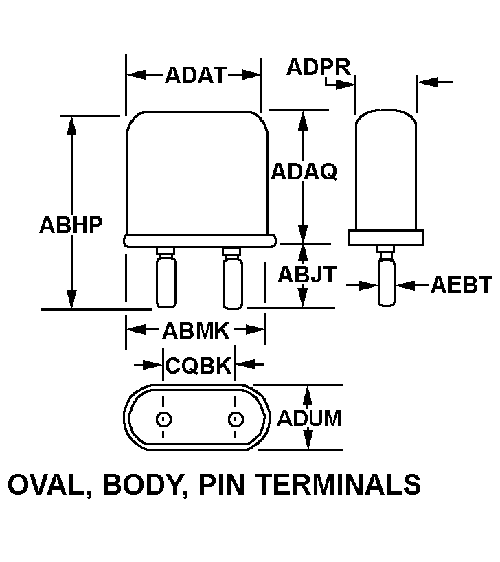 OVAL BODY, PIN TERMINALS style nsn 5955-01-008-5873