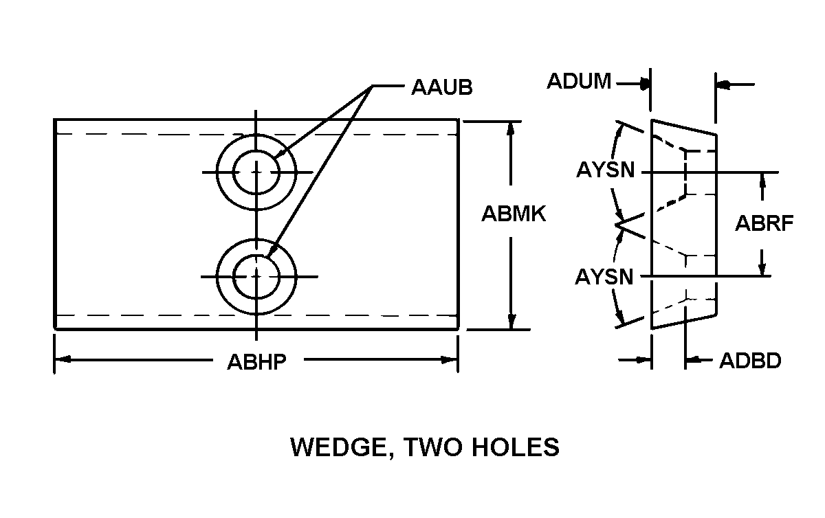 WEDGE, TWO HOLES style nsn 2530-00-138-8090