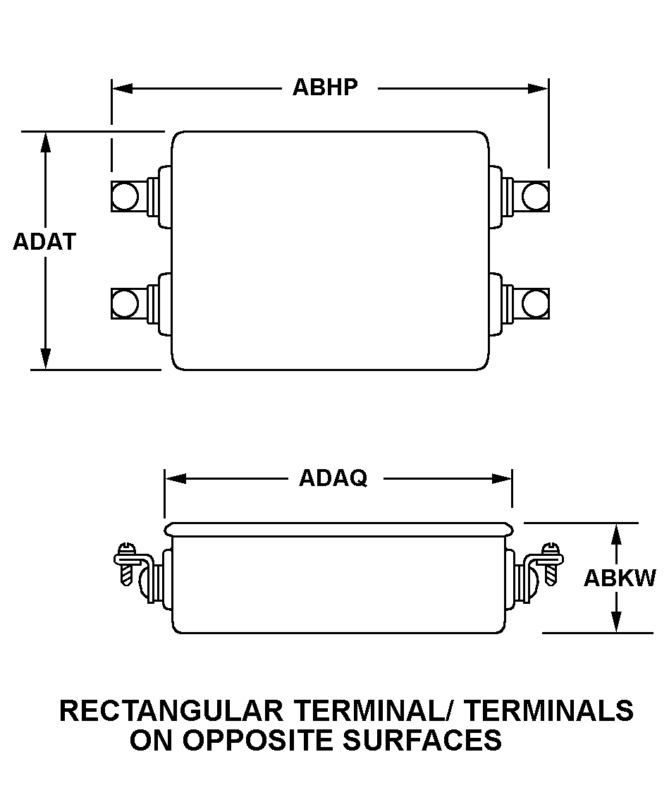 RECTANGULAR TERMINAL/TERMINALS ON OPPOSITE SURFACES style nsn 5915-01-494-3883
