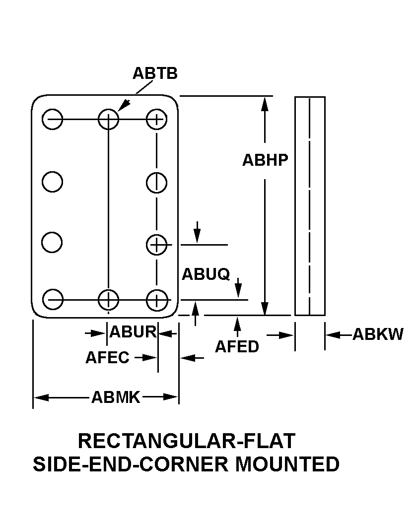 RECTANGULAR-FLAT SIDE-END-CORNER MOUNTED style nsn 5975-00-123-3494