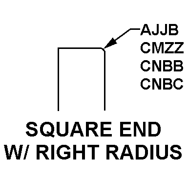 SQUARE END W/ RIGHT RADIUS style nsn 9540-01-191-0634