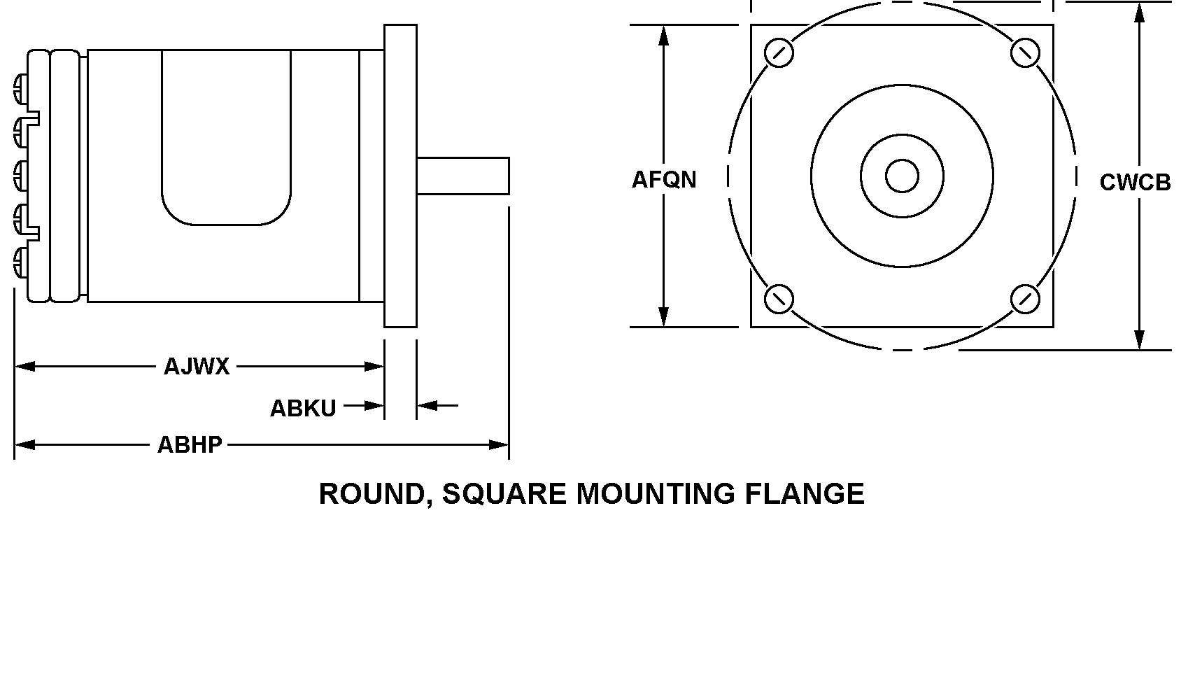 ROUND, SQUARE MOUNTING FLANGE style nsn 5990-00-504-7788