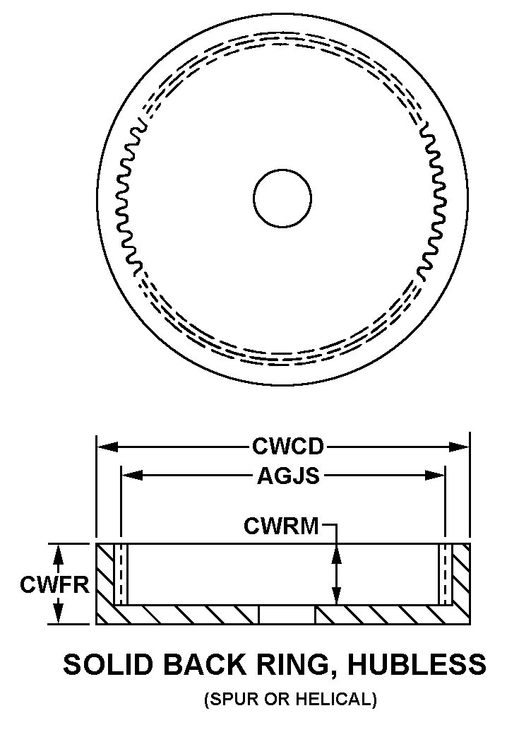 SOLID BACK RING, HUBLESS style nsn 3020-01-030-4469
