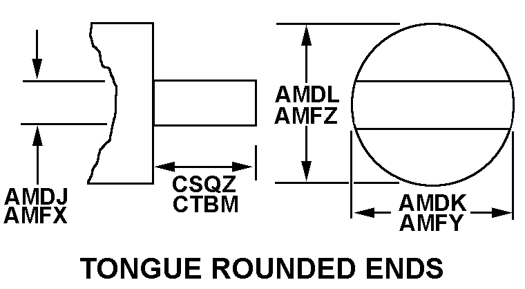 TONGUE ROUNDED ENDS style nsn 3040-00-132-1164