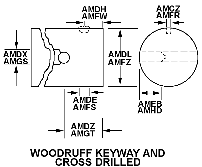 WOODRUFF KEYWAY AND CROSS DRILLED style nsn 3040-01-449-0253