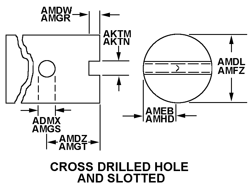 CROSS DRILLED HOLE AND SLOTTED style nsn 3040-00-782-1216