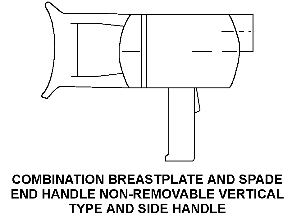 COMBINATION BREASTPLATE AND SPADE END HANDLE NON-REMOVABLE VERTICAL TYPE AND SIDE HANDLE style nsn 5130-01-548-3429