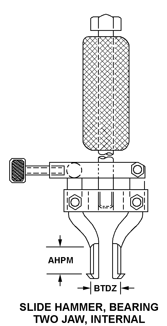 SLIDE HAMMER, BEARING TWO JAW, INTERNAL style nsn 5120-00-490-4282
