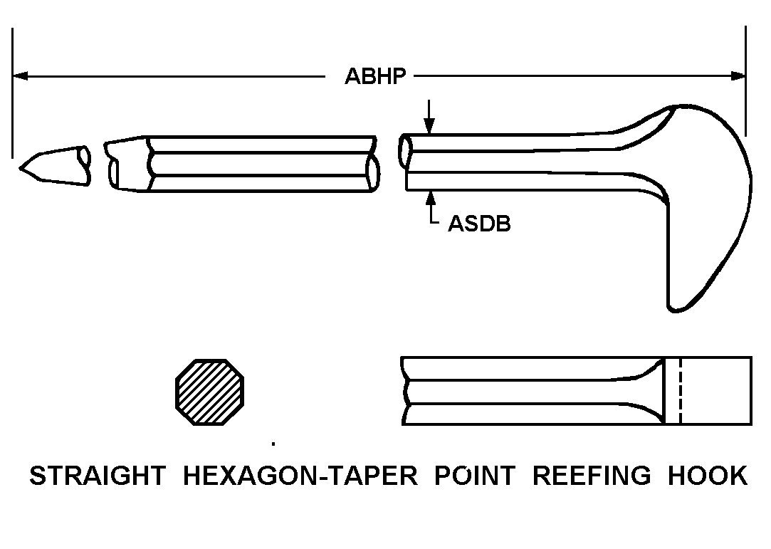 STRAIGHT HEXAGON - TAPER POINT REEFING HOOK style nsn 5120-01-434-9242