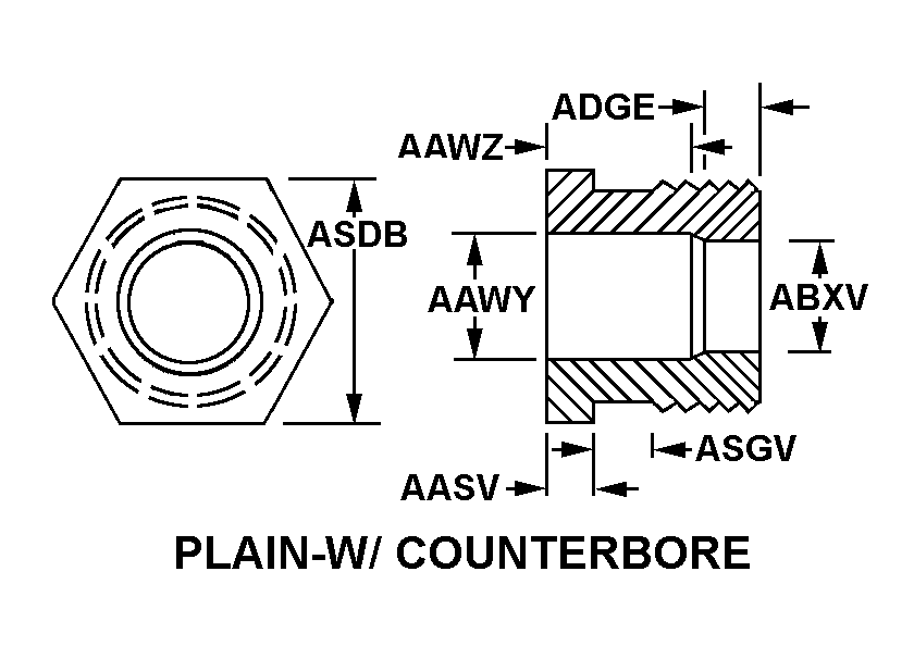 PLAIN-W/COUNTERBORE style nsn 5975-01-343-5742