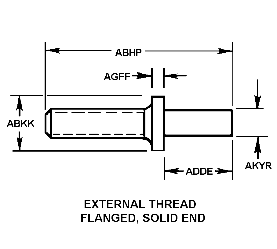 EXTERNAL THREAD, FLANGED, SOLID END style nsn 5340-01-490-0141