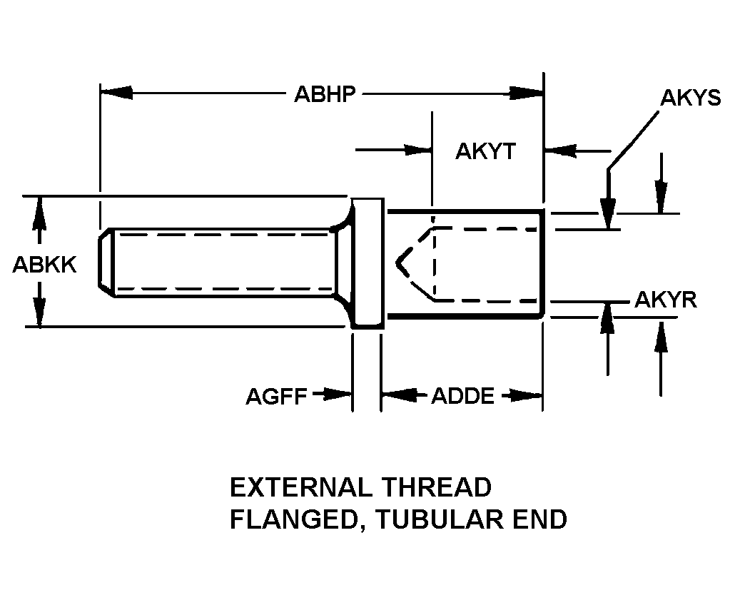 EXTERNAL THREAD, FLANGED, TUBULAR END style nsn 5340-00-598-6390