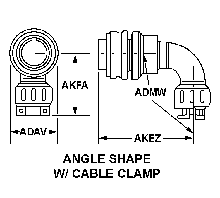 ANGLE SHAPE W/CABLE CLAMP style nsn 5935-00-083-6142