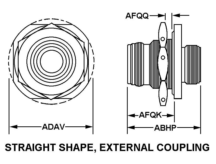 STRAIGHT SHAPE, EXTERNAL COUPLING style nsn 5935-01-534-8593