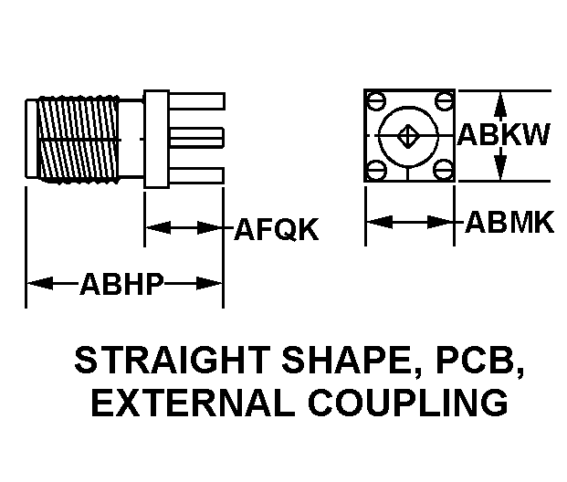 STRAIGHT SHAPE, PCB, EXTERNAL COUPLING style nsn 5935-01-413-9469