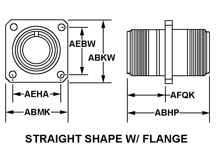 STRAIGHT SHAPE W/FLANGE style nsn 5935-00-518-6886