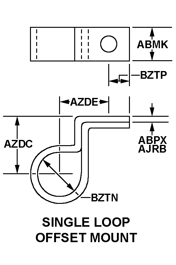 SINGLE LOOP OFFSET MOUNT style nsn 5340-00-176-0407