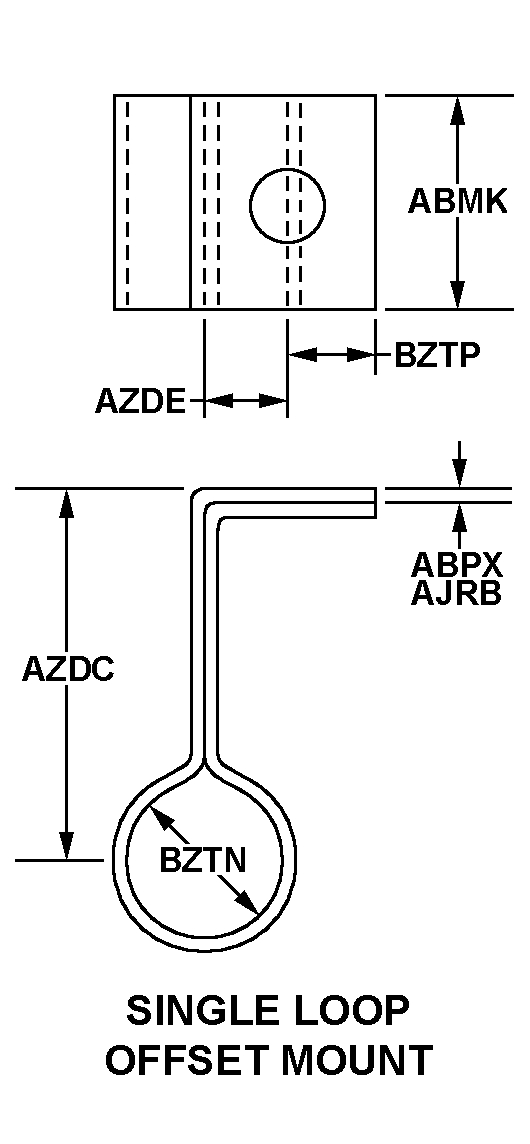 SINGLE LOOP OFFSET MOUNT style nsn 5340-00-176-0407