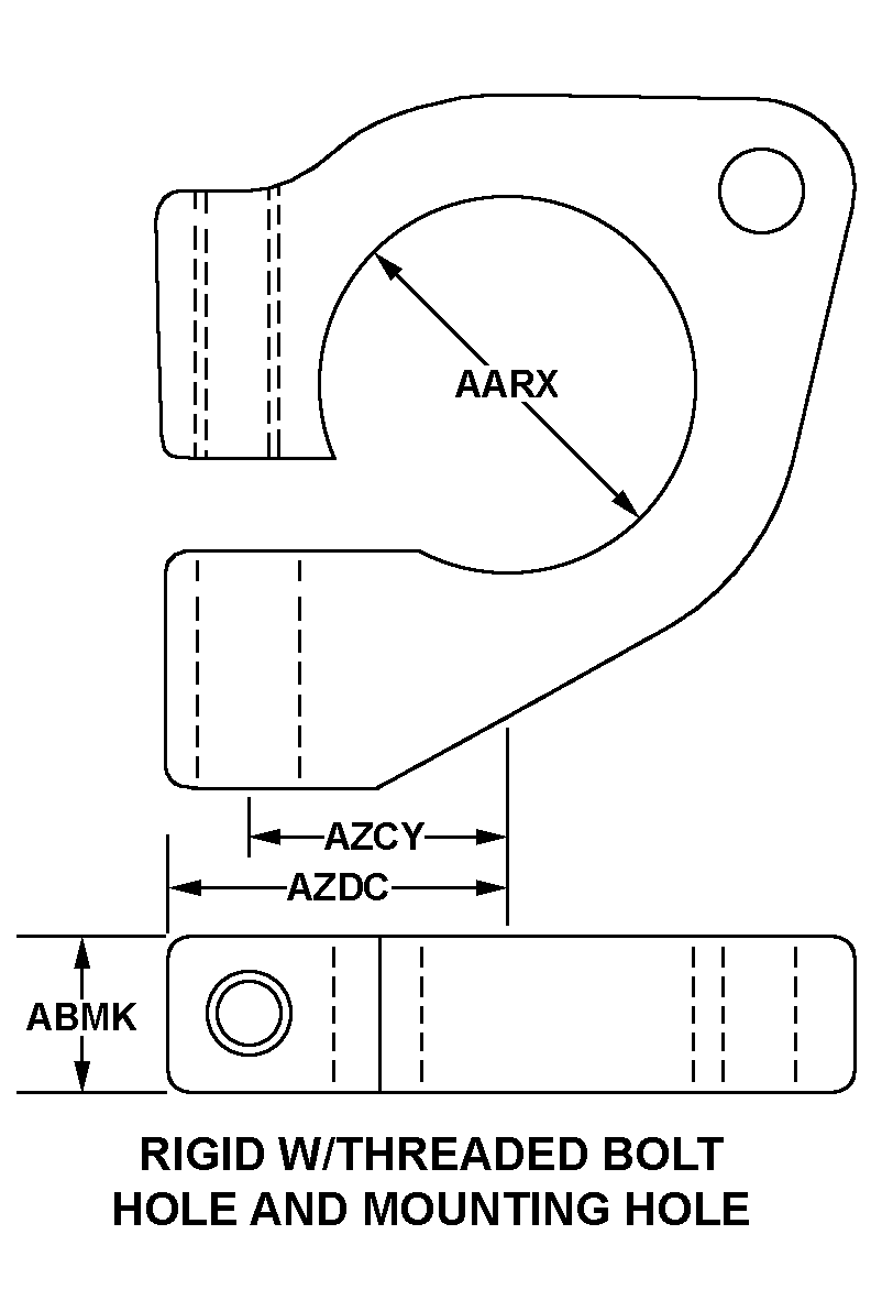 RIGID W/THREADED BOLT HOLE AND MOUNTING HOLE style nsn 5340-01-337-2562