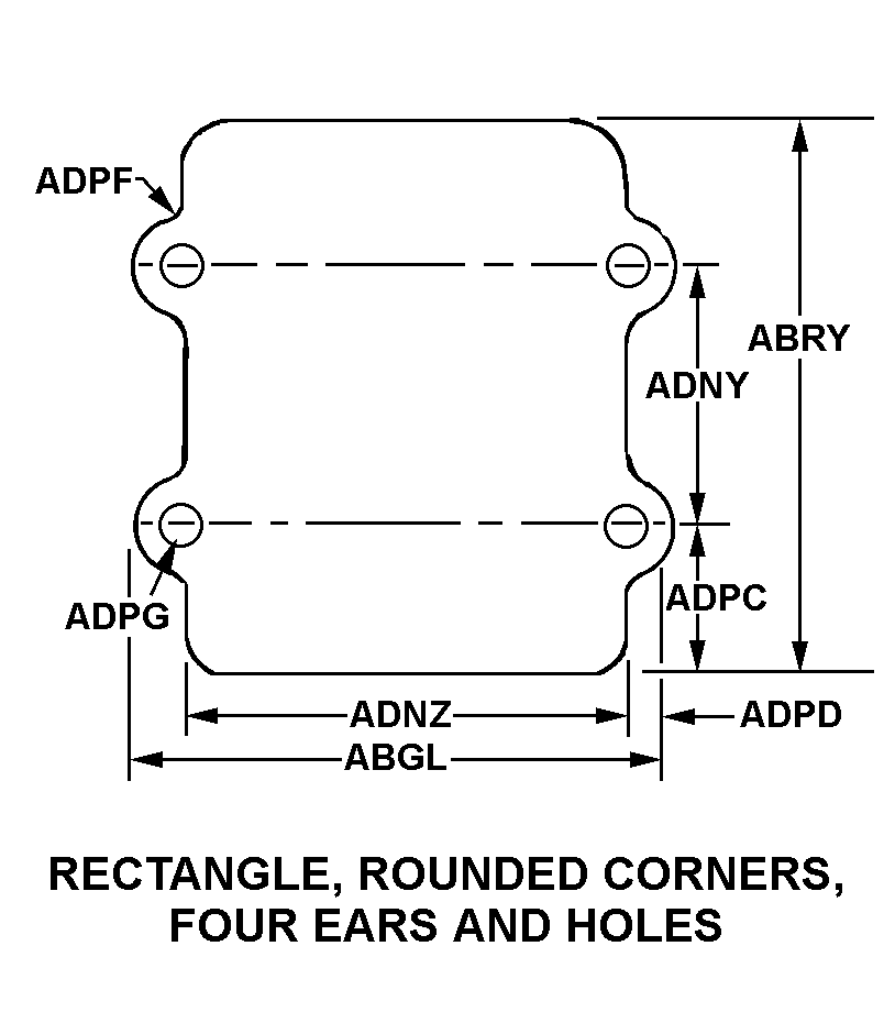 RECTANGLE, ROUNDED CORNERS, FOUR EARS AN D HOLES style nsn 5340-00-087-8391