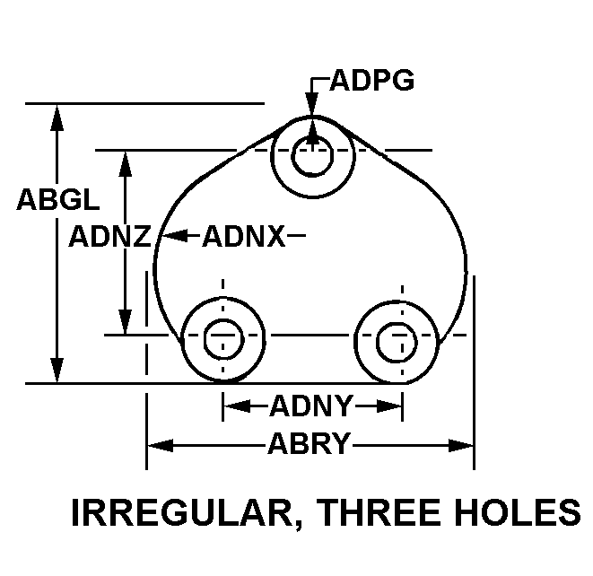 IRREGULAR, THREE HOLES style nsn 5340-01-076-4379