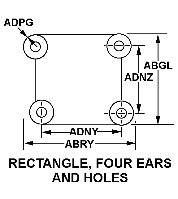 RECTANGLE, FOUR EARS AND HOLES style nsn 1560-01-129-7871