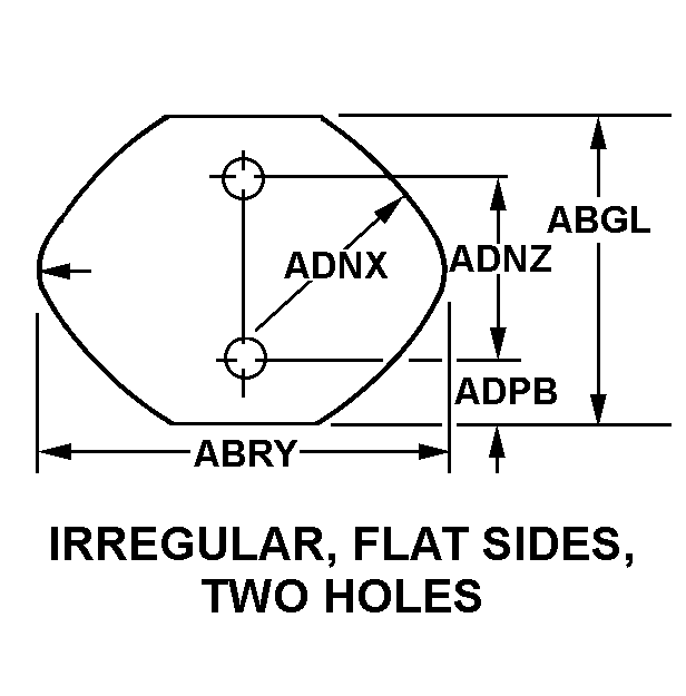 IRREGULAR, FLAT SIDES, TWO HOLES style nsn 5340-00-311-8701