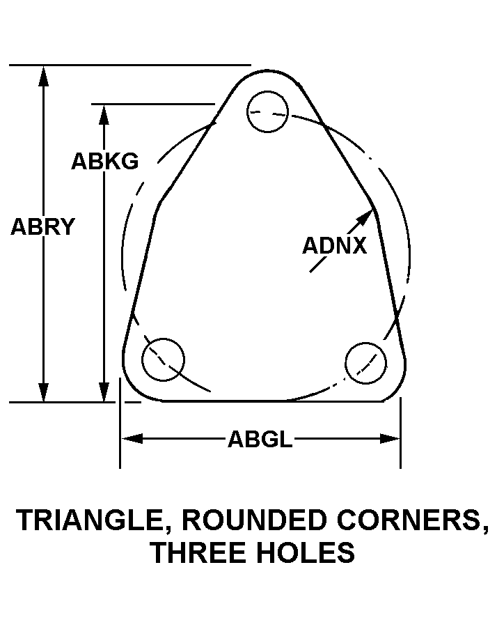 TRIANGLE, ROUNDED CORNERS, THREE HOLES style nsn 5340-01-282-8007