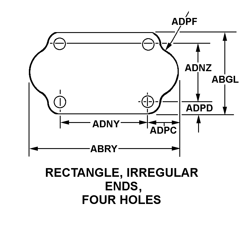 RECTANGLE, IRREGULAR ENDS, FOUR HOLES style nsn 5340-01-142-4484