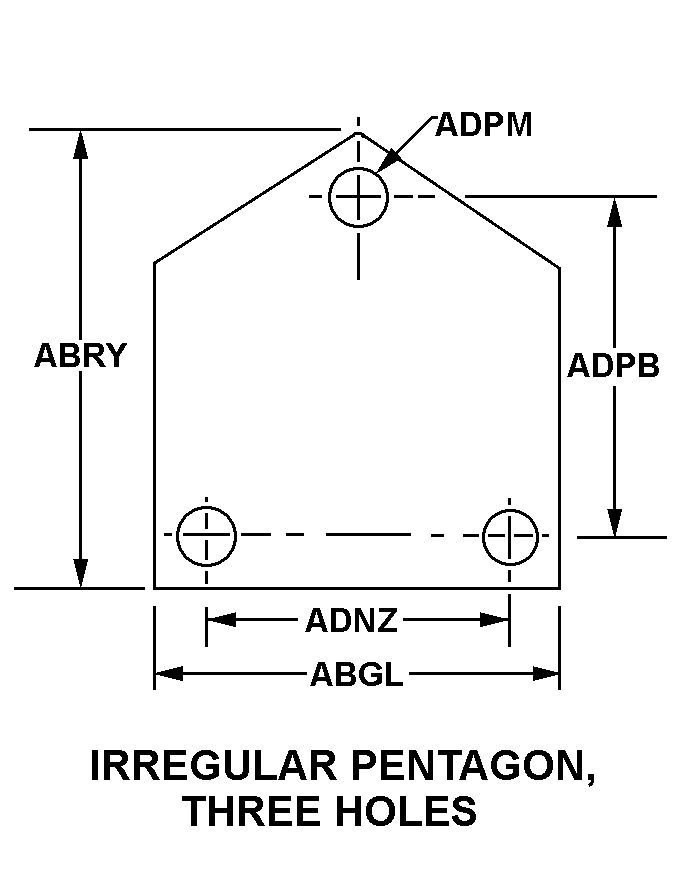 IRREGULAR PENTAGON, THREE HOLES style nsn 1560-01-167-0824