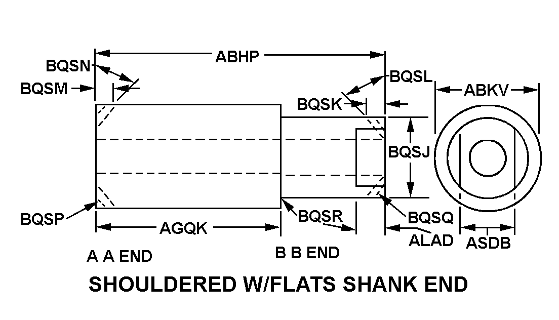 SHOULDERED W/FLATS SHANK END style nsn 2810-00-348-8864