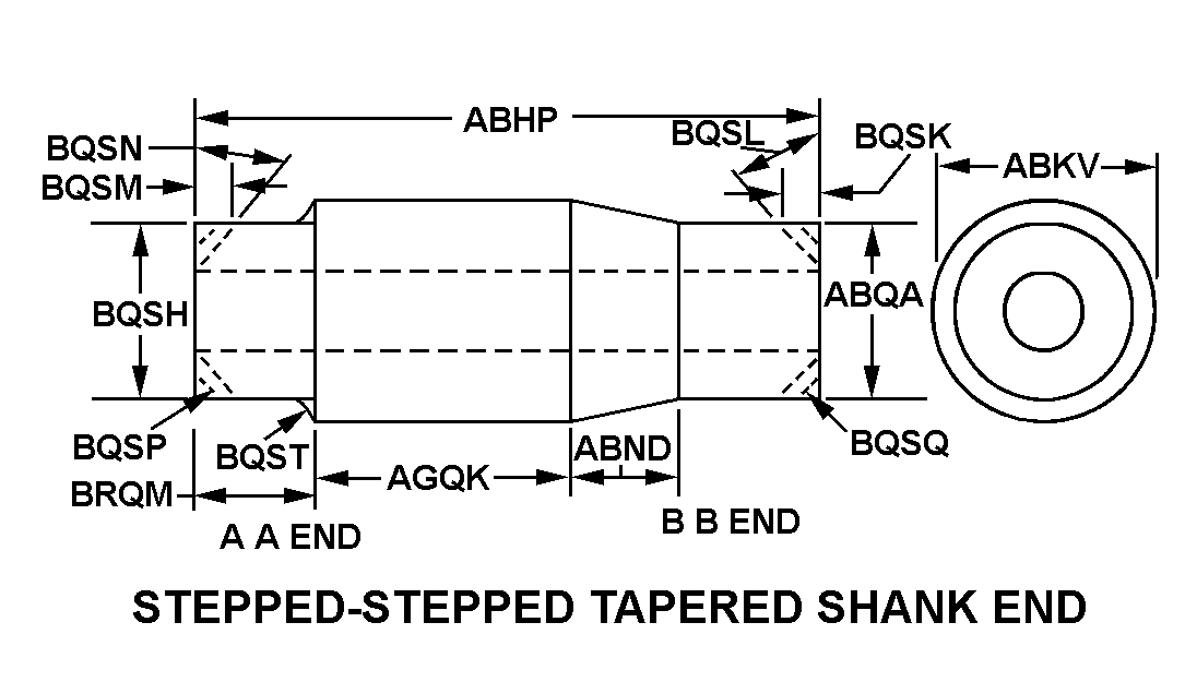 STEPPED-STEPPED TAPERED SHANK END style nsn 2805-00-529-3770