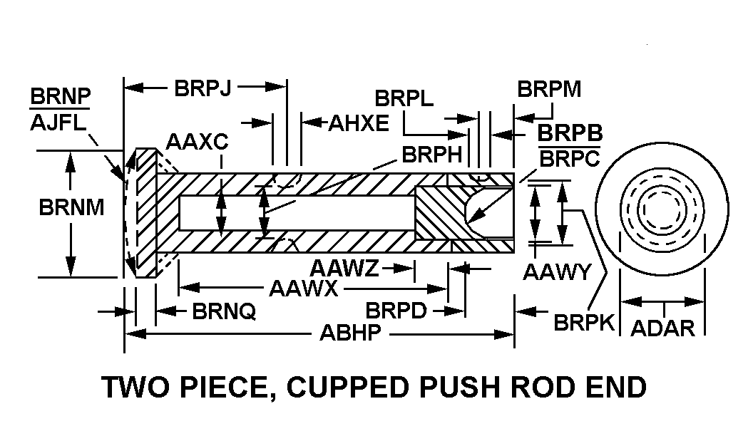TWO PIECE, CUPPED PUSH ROD END style nsn 2815-00-352-8137