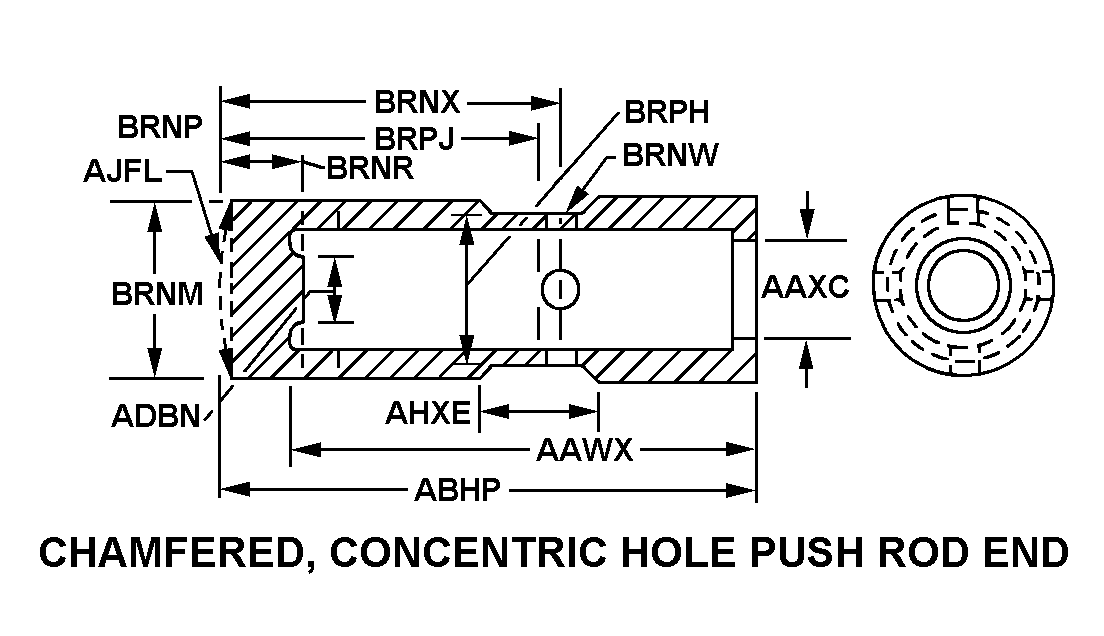 CHAMFERED, CONCENTRIC HOLE PUSH ROD END style nsn 2805-00-741-2868