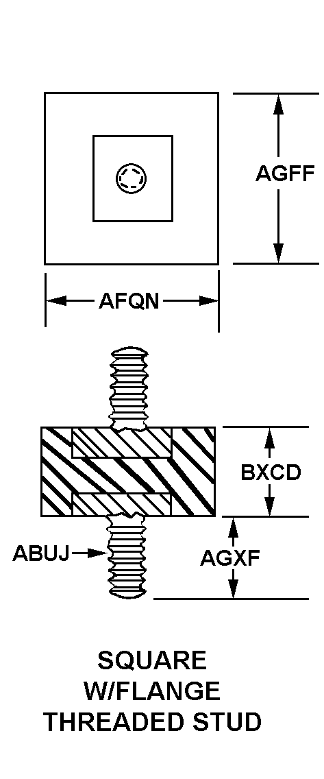 SQUARE W/FLANGE THREADED STUD style nsn 5342-00-247-7238